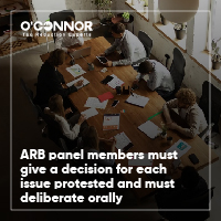 ARB Panel Members Must Give A Decision For Each Issue Protested And Must Deliberate Orally