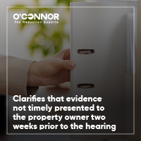 Clarifies That Evidence Not Timely Presented To The Property Owner Two Weeks Prior To The Hearing
